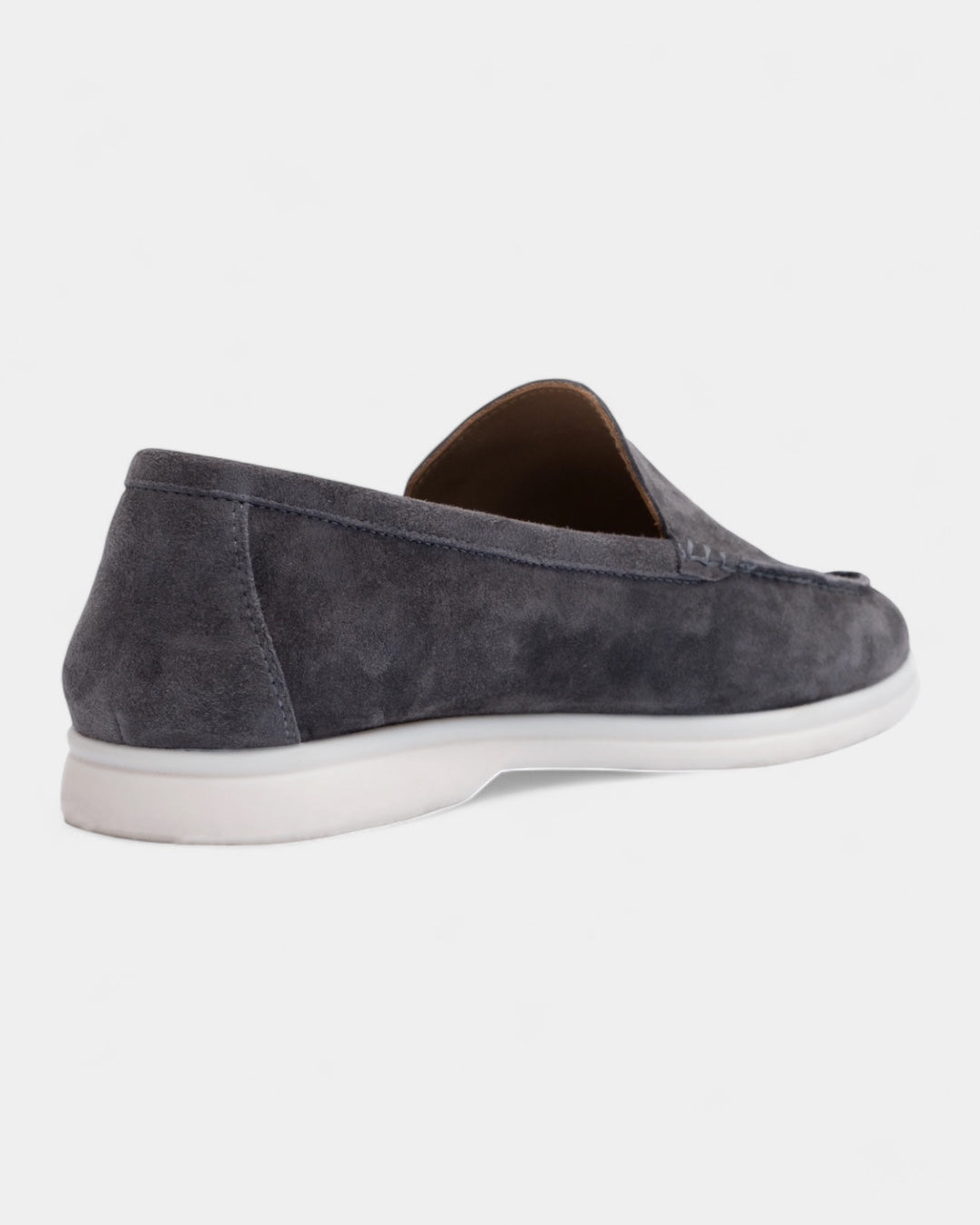 Mocassini Uomo in Camoscio Slip-On Profilo Basso Suola Bianca