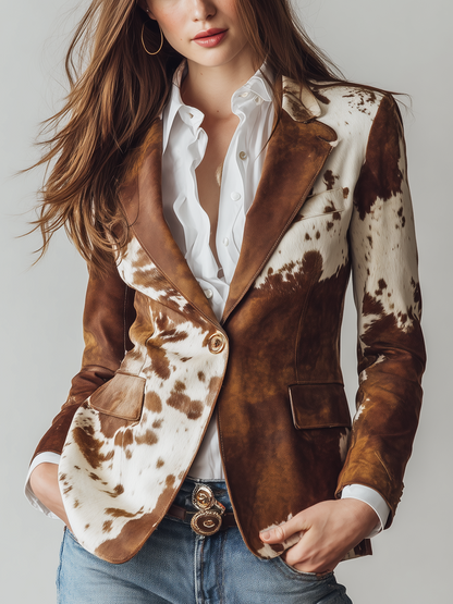 Manuela | Blazer Donna con Stampa Animalier Vintage