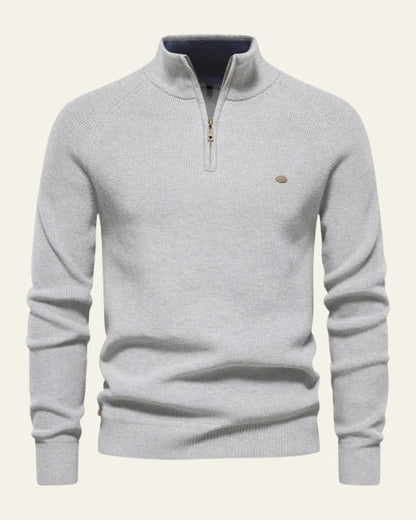 Maglione Uomo con Zip Collo Alto Maglia a Coste Raffinato