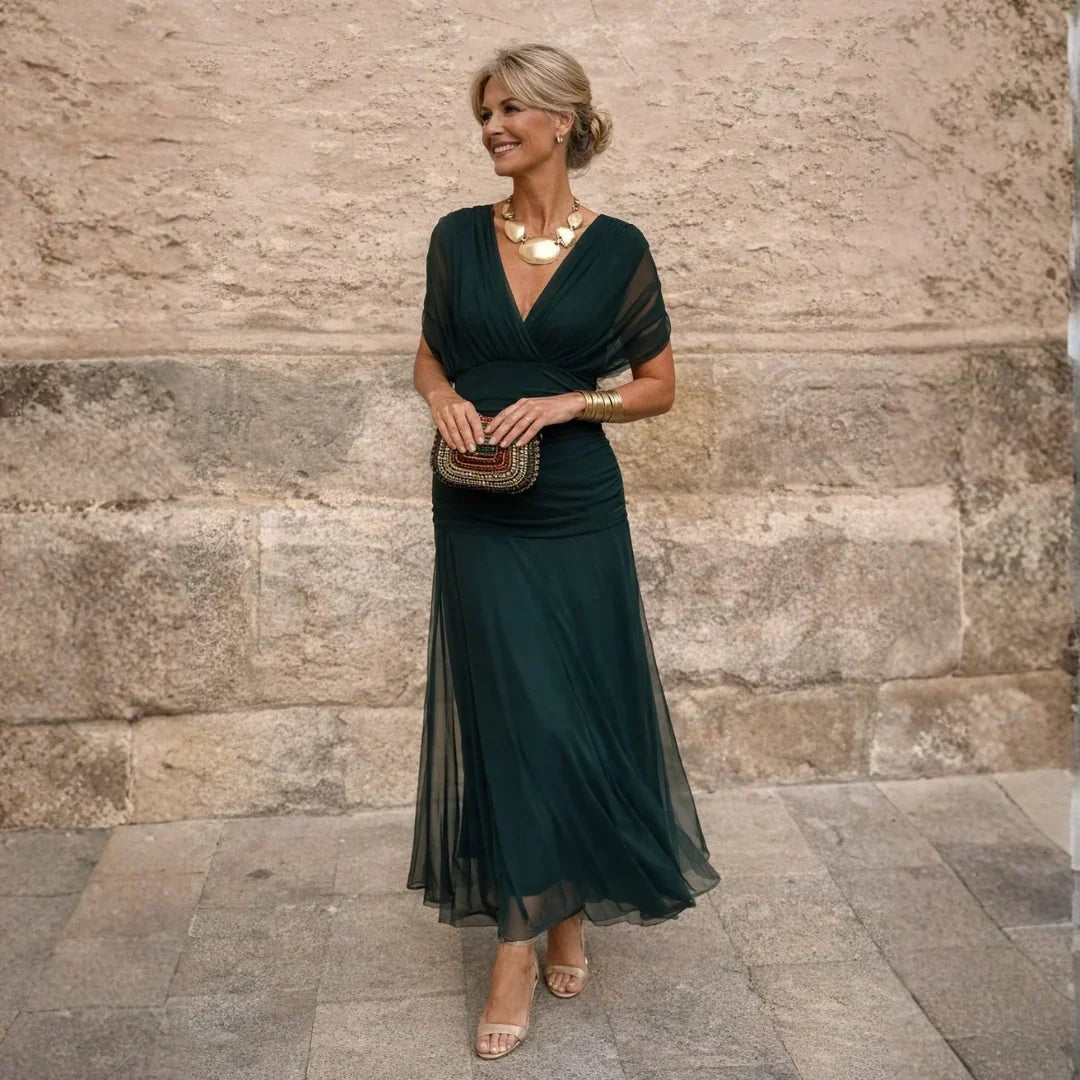 Elisa | Abito Lungo Donna Plissettato Verde