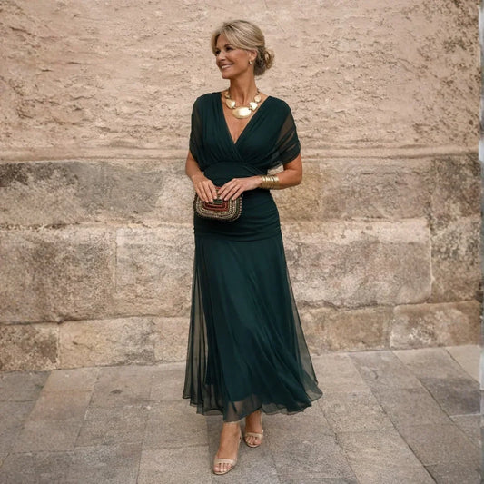 Elisa | Abito Lungo Donna Plissettato Verde