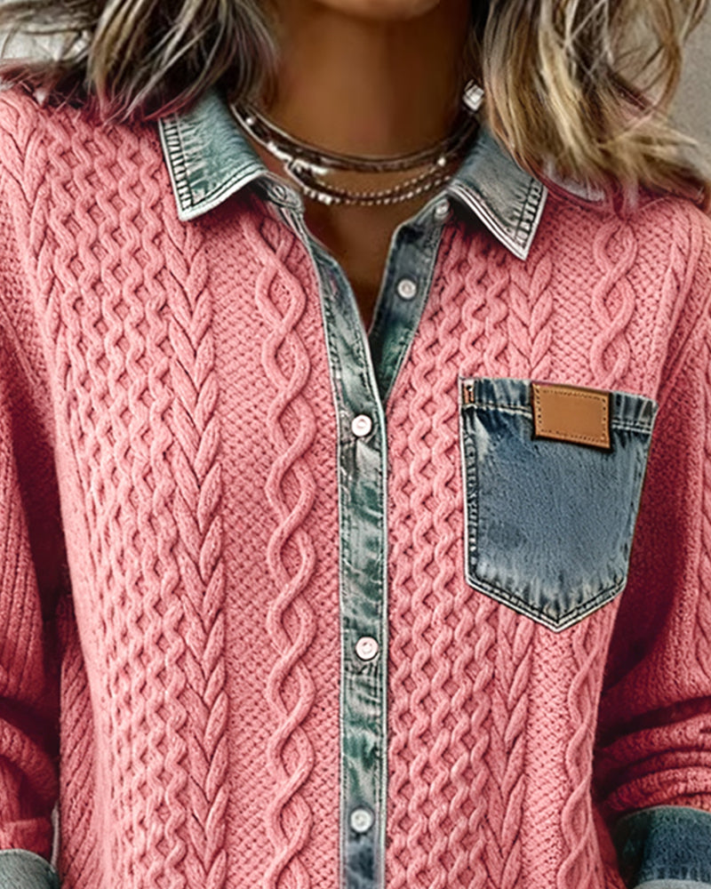 Odette | Camicia a Maniche Lunghe con Dettagli in Denim