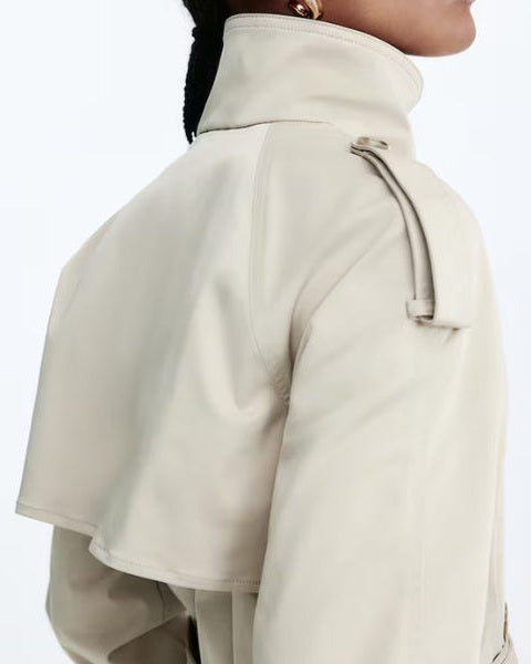 Trench Corto Donna in Twill Doppiopetto