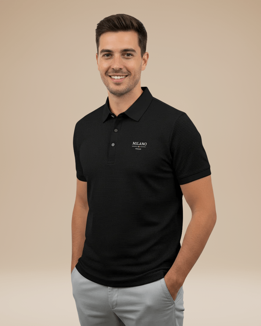 Polo Uomo Elegante in Nido d'Ape Traspirante Stile Italiano