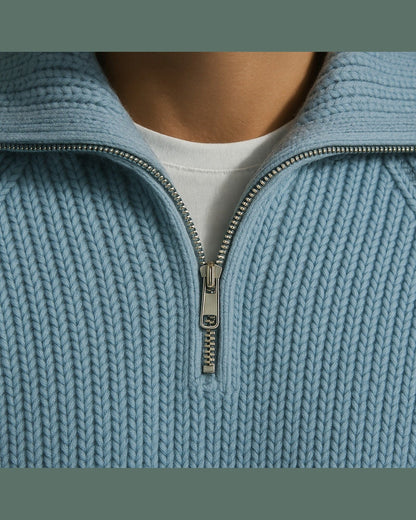 Maglione Uomo con Zip a Metà Torace Caldo Maglia di Qualità