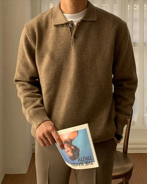 Maglione Polo Uomo in Maglia Morbida Colletto Comfort