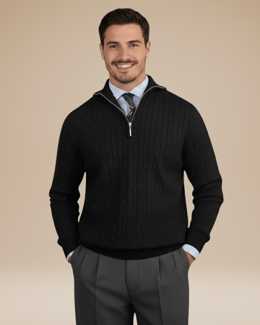 Maglione Uomo a Treccia in Misto Lana Caldo Texture Raffinata