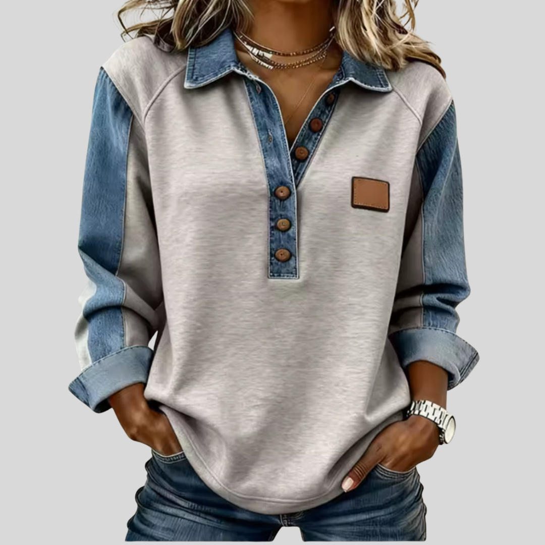 Voxanne | Pullover con Colletto in Denim