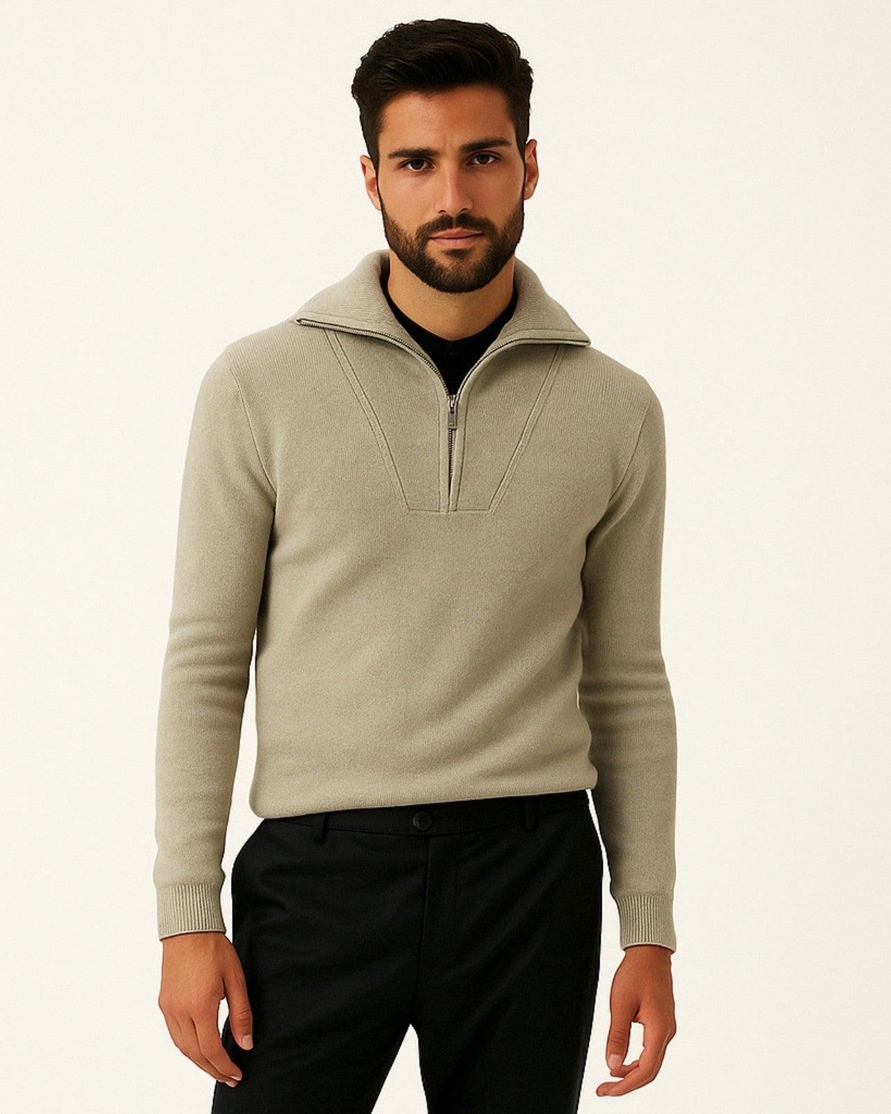 Maglione Uomo in Cashmere con Zip Texture Morbida Raffinata