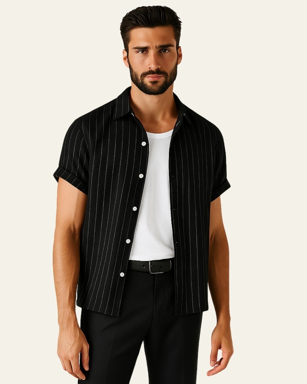 Camicia Uomo Misto Lino e Poliestere Leggera Resistente