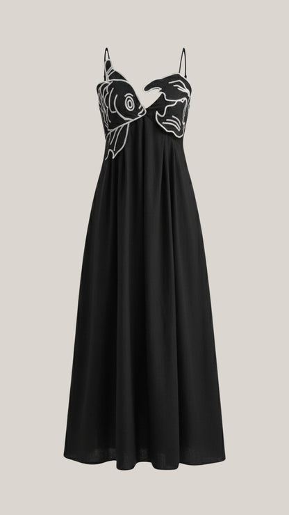 Abito Lungo Donna Ricamato Boho