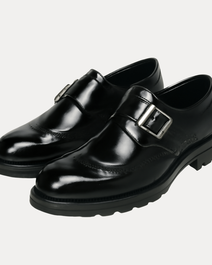 Scarpe Monk Strap Uomo in Pelle Liscia Fibbia Singola Eleganti
