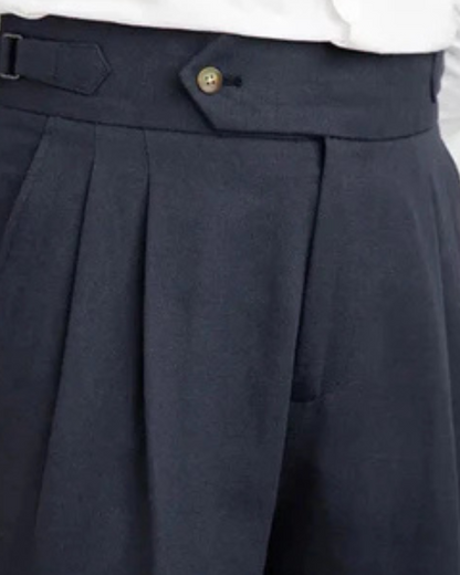 Pantaloni Uomo a Pieghe in Lino e Cotone Traspiranti Comodi