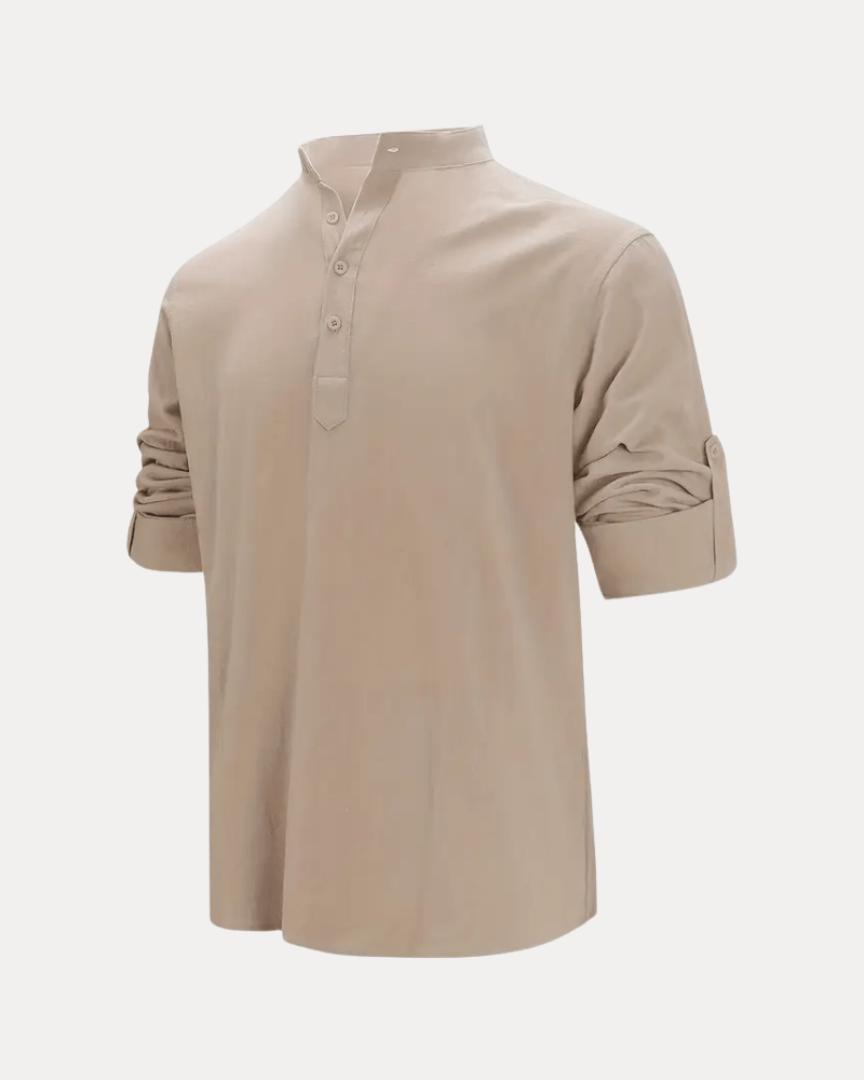 Camicia Henley Uomo in Misto Lino Traspirante Fresca