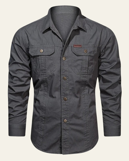 Camicia Uomo con Tasche sul Petto Trama Strutturata Curata