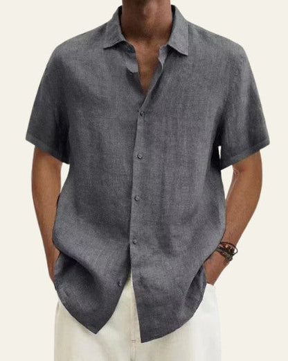 Camicia Uomo Maniche Corte Leggera in Lino Ecologico Estiva