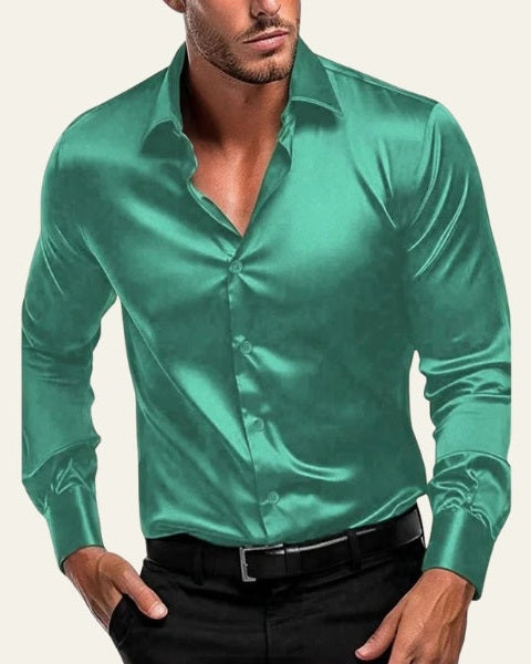 Camicia Uomo Satinata Maniche Lunghe Superficie Lucida