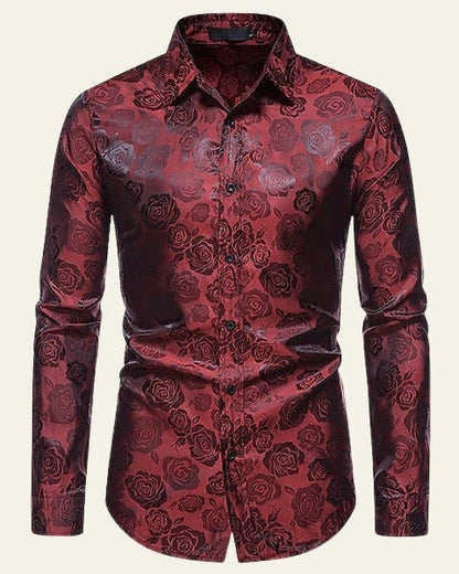 Camicia Uomo Lucida Motivo Floreale Jacquard Elegante
