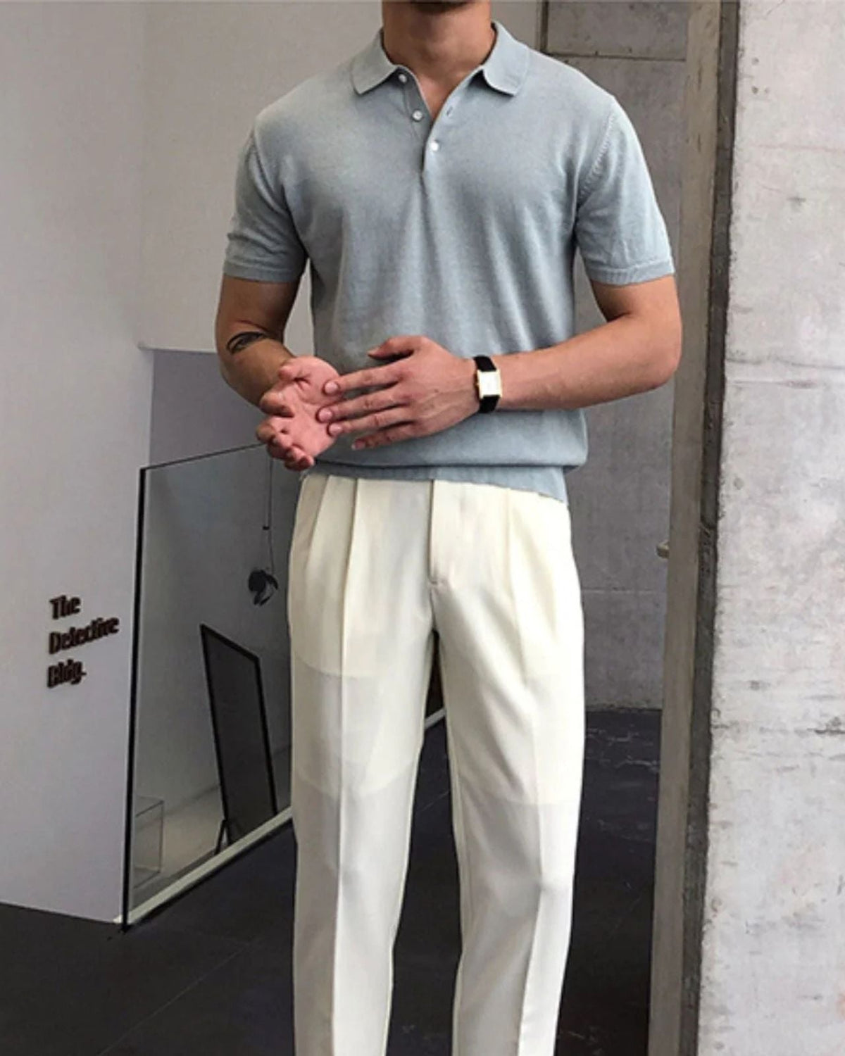 Polo Uomo in Cotone Lavorato a Maglia Sobrio Comfort Immediato