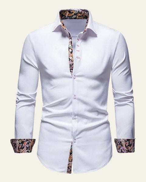 Camicia Uomo a Bottoni Bordo a Contrasto Sartoriale