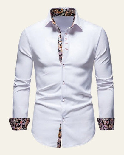 Camicia Uomo a Bottoni Bordo a Contrasto Sartoriale