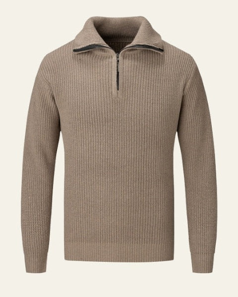 Maglione Uomo Mezza Zip Eleganza Alpina Intreccio Testurizzato