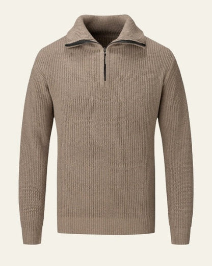 Maglione Uomo Mezza Zip Eleganza Alpina Intreccio Testurizzato