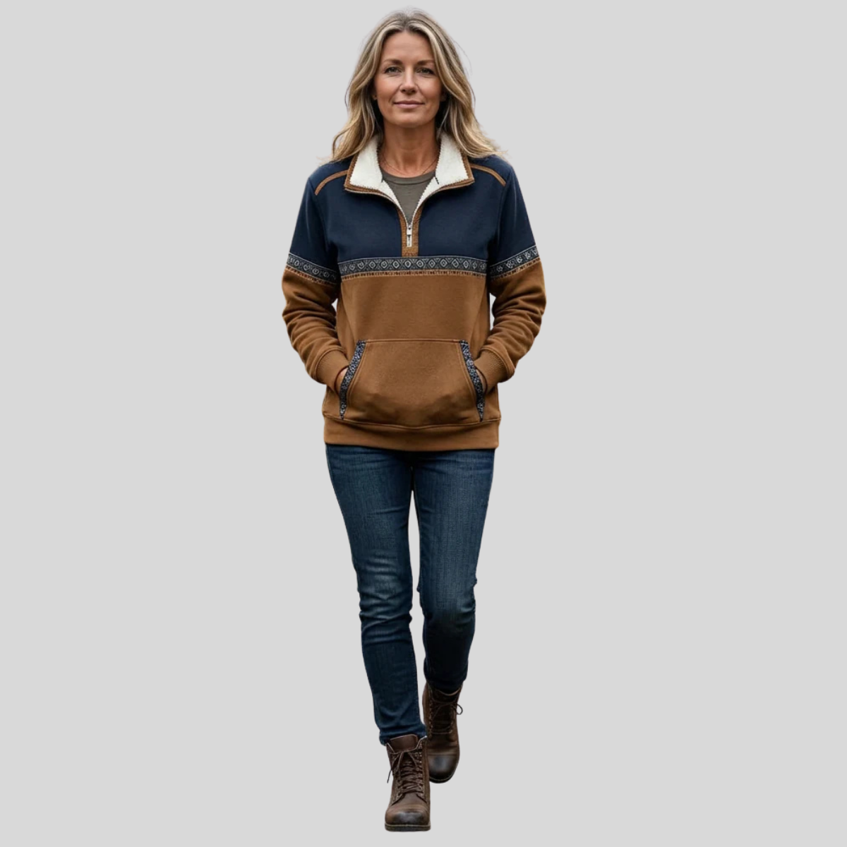 Alvette | Pullover con Mezza Zip e Collo Sherpa