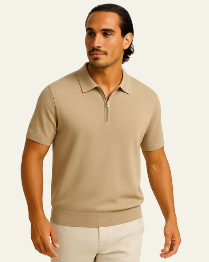 Polo Uomo in Maglia con Zip Frontale Comfort Sportivo