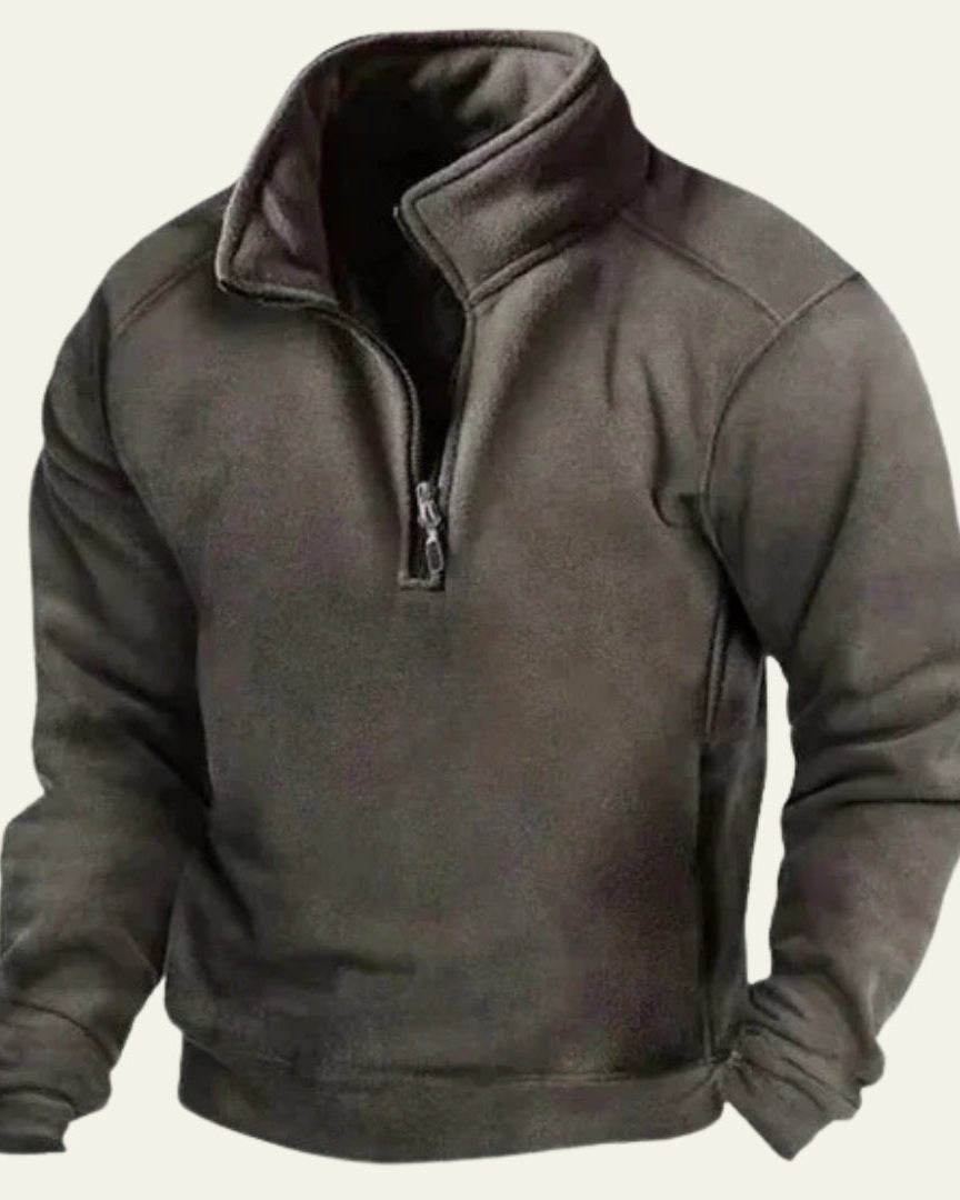 Maglione Uomo con Zip a Metà Texture Fleece Leggera Comodo