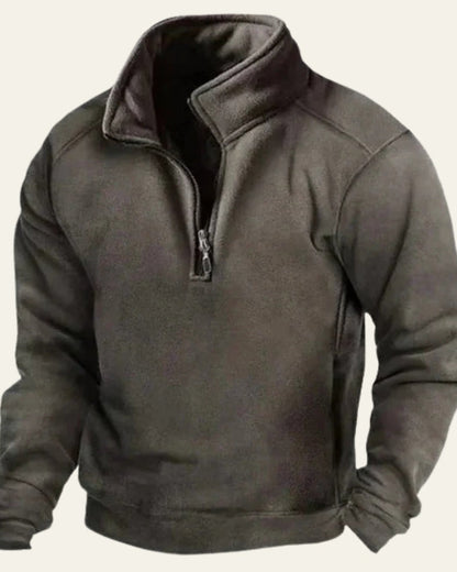 Maglione Uomo con Zip a Metà Texture Fleece Leggera Comodo