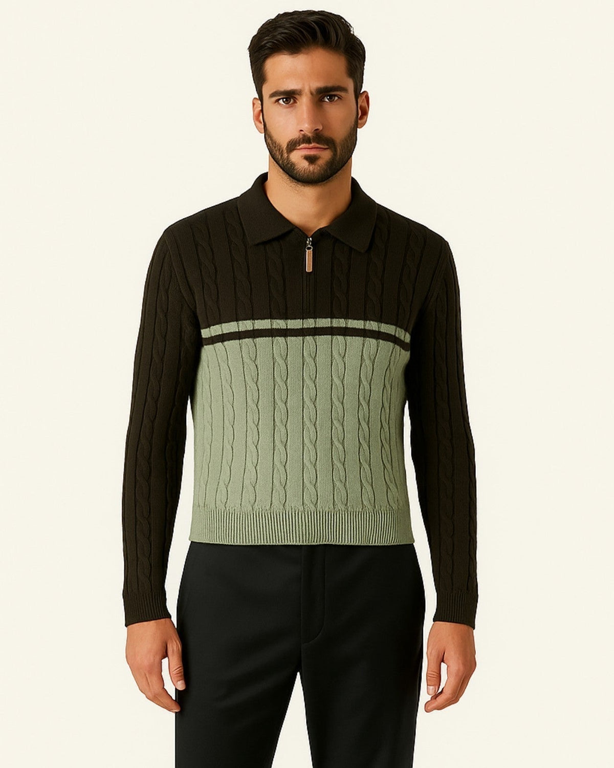 Polo Uomo in Lana con Mezza Zip Calore Avvolgente Raffinata