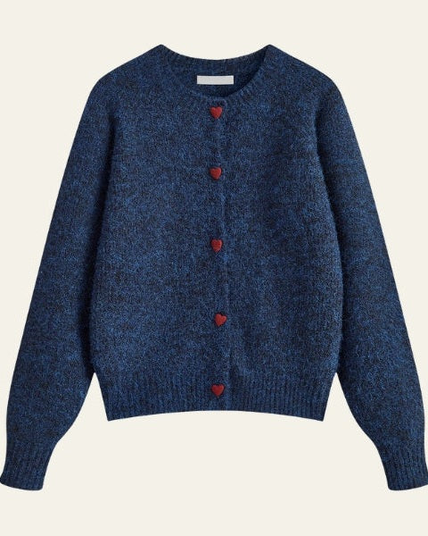 Cardigan Donna in Misto Lana con Bottoni a Cuore
