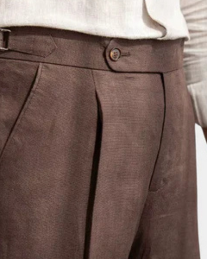Pantaloni Uomo in Lino con Pieghe Traspiranti Silhouette Estiva