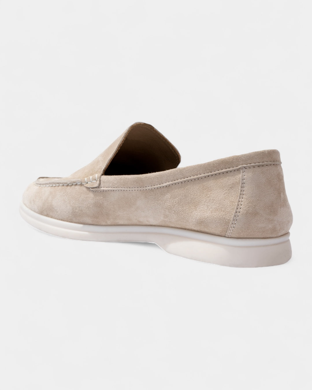 Mocassini Uomo in Camoscio Slip-On Profilo Basso Suola Bianca