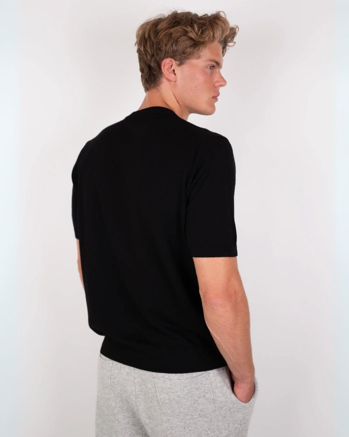 Maglietta Uomo in Lana Lavorata a Maglia Comfort Leggero