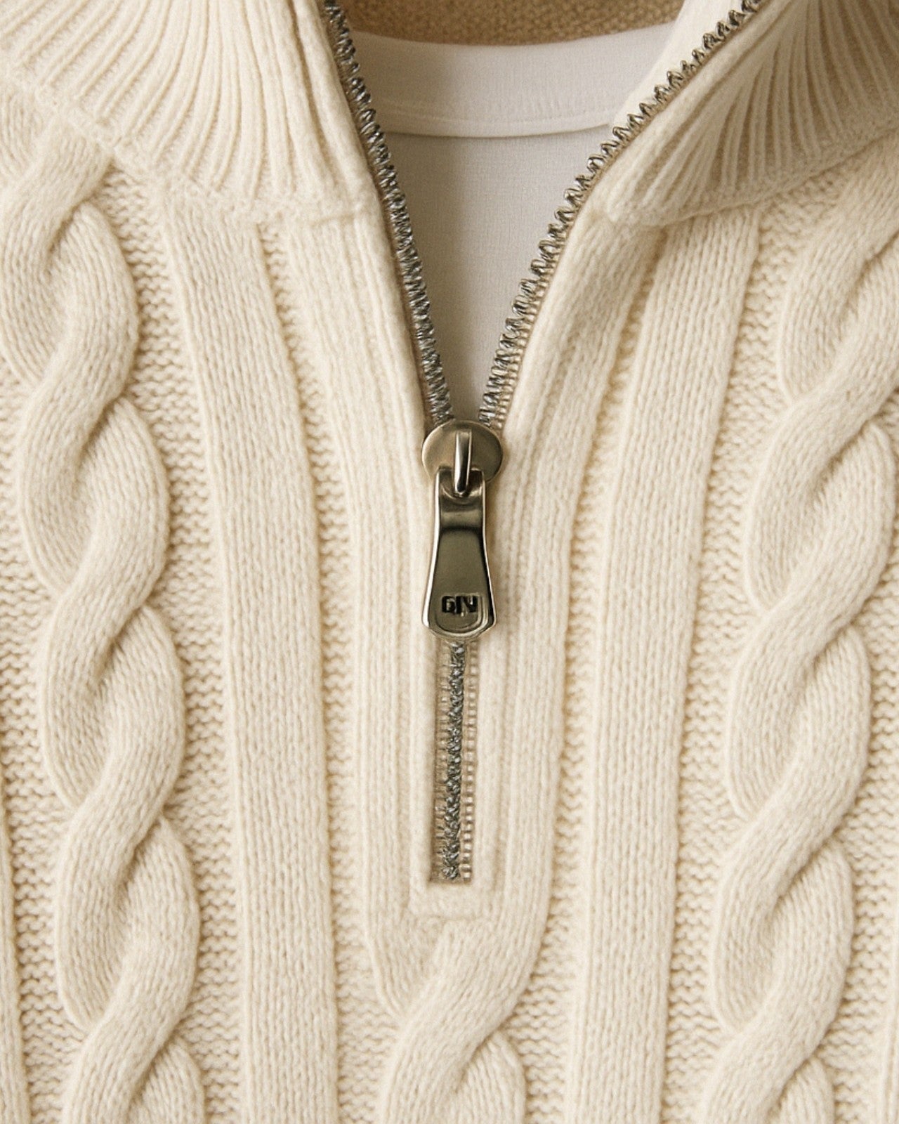 Maglione Uomo Lavorato con Zip in Cotone Pettinato Resistente