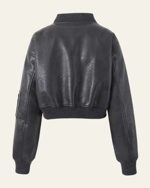 Bomber Corto Donna in Pelle Vegana Cioccolato