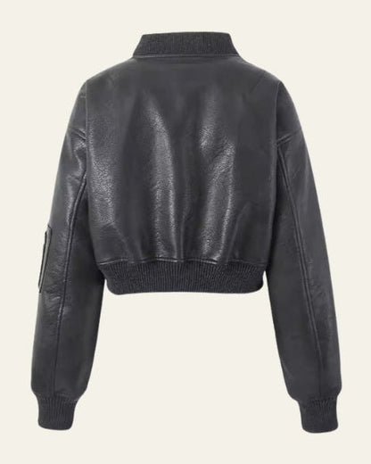 Bomber Corto Donna in Pelle Vegana Cioccolato
