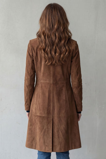 Ornella | Cappotto Lungo Donna Effetto Camoscio