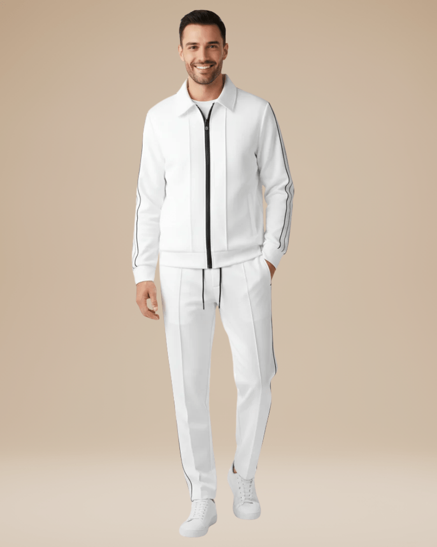 Set Sportivo Uomo Giacca con Zip Frontale Colletto Classico