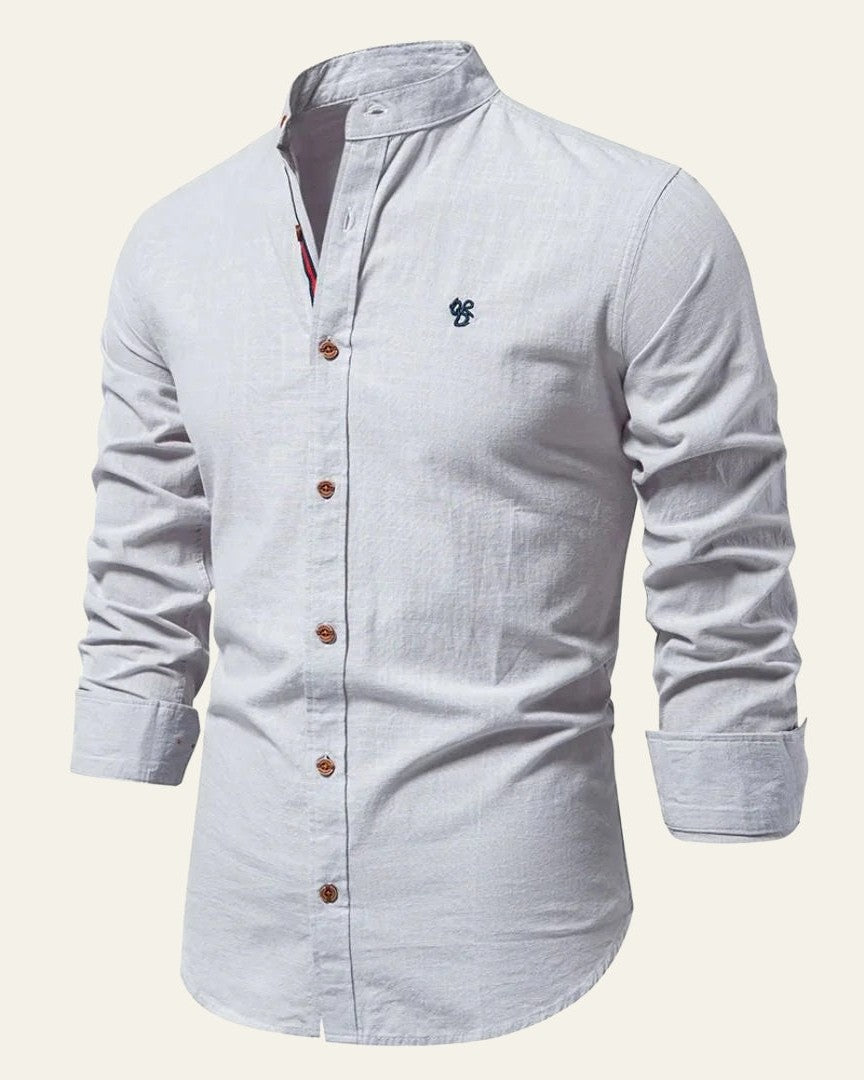 Camicia Uomo Collo a Banda Soft Weave Leggera Comoda