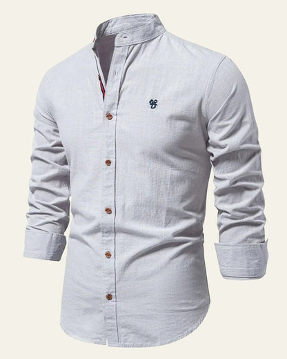 Camicia Uomo Collo a Banda Soft Weave Leggera Comoda