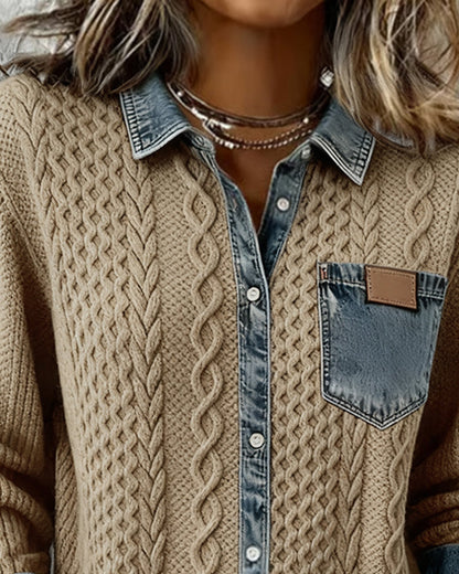 Odette | Camicia a Maniche Lunghe con Dettagli in Denim