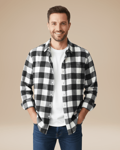 Camicia Uomo a Quadri Versatile Moderna Stile Casual Raffinato