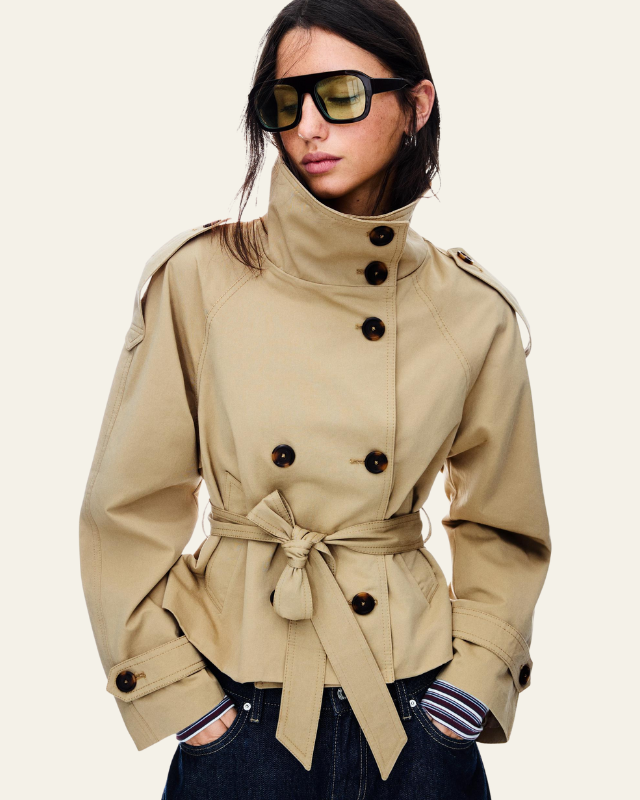 Trench Corto Donna con Cintura
