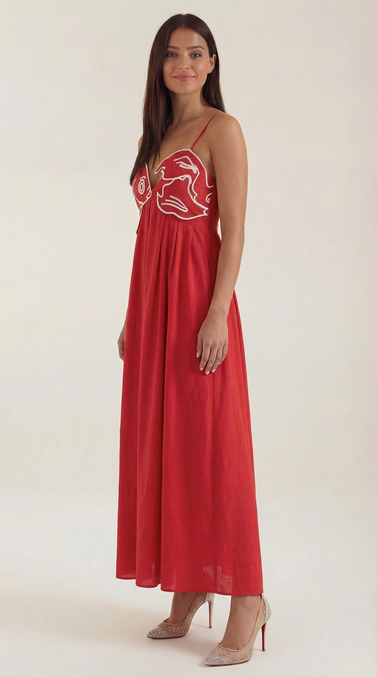 Abito Lungo Donna Ricamato Boho