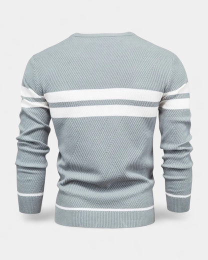 Maglione Uomo a Righe Girocollo Misto Viscosa Cotone Leggero