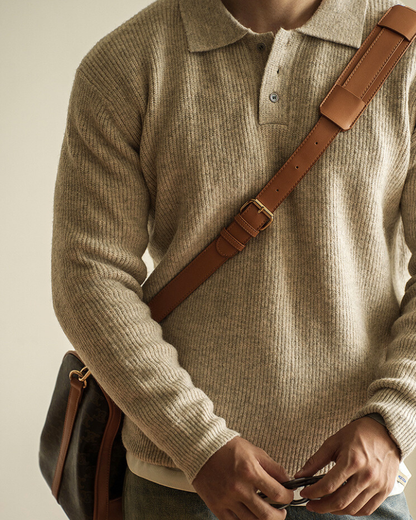 Maglione Polo Uomo in Maglia Maniche Lunghe Elegante