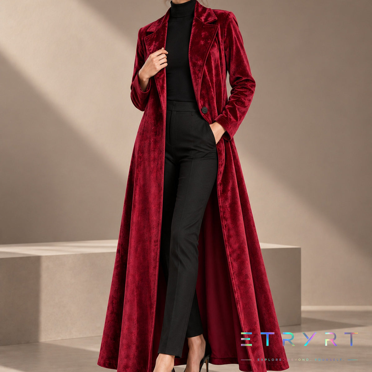 Beatrice | Cappotto Maxi Donna in Velluto Aperto